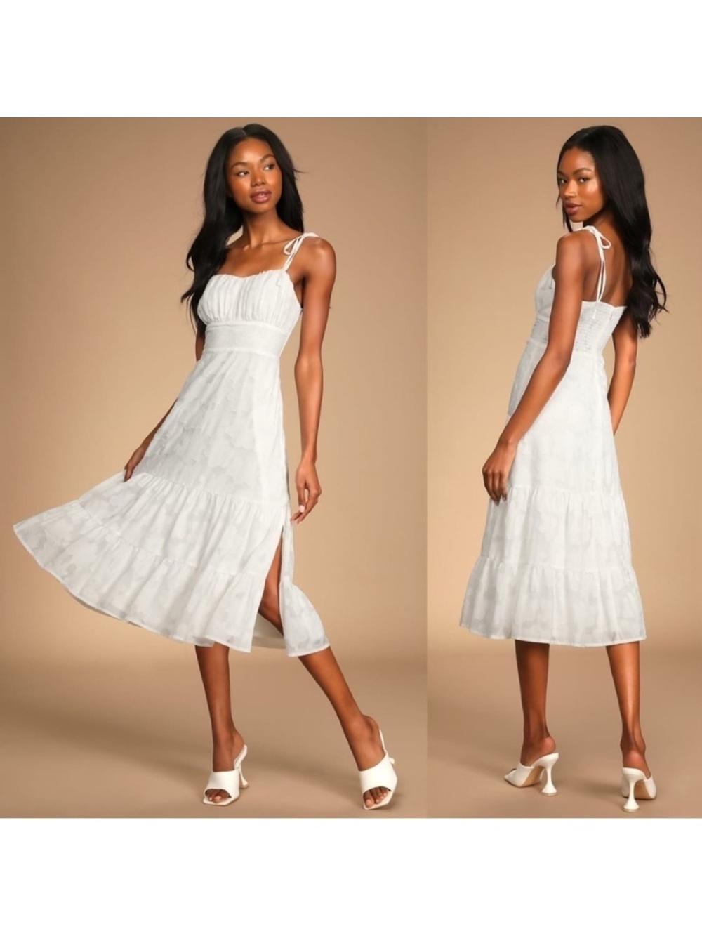 Lulu's White Tie-Strap Midi Sundress